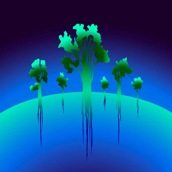 Vectorillustratie Met Een Abstract Beeld Van Bomen Achtergrond Van Planeet — Stockvector