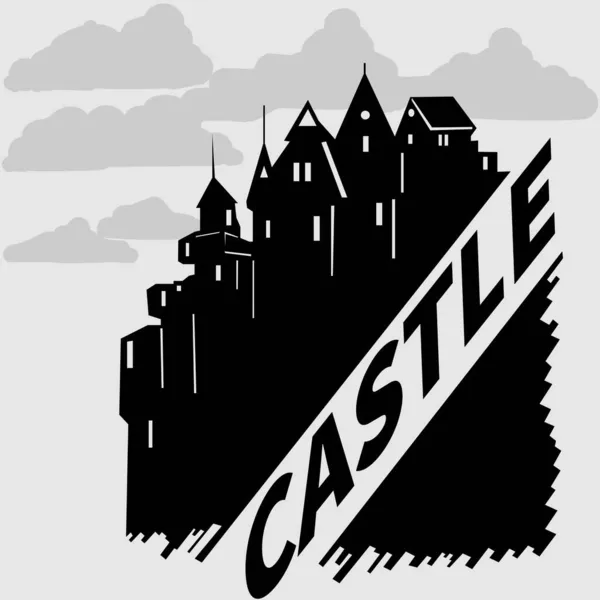 Ilustración Vectorial Que Representa Contorno Castillo Blanco Negro Para Decoración — Archivo Imágenes Vectoriales