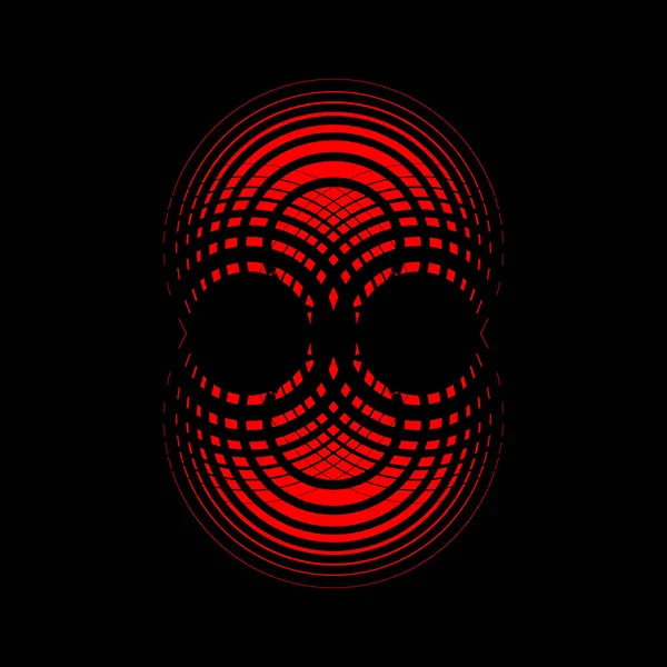 Abstract Geometric Pattern Form Stylized Face Red Black Tones Printing — Stock Vector