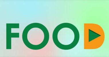 Hamburger ve sosisli sandviçli yiyecek ve animasyon kelimesinin görüntüsü olan video panosu, bistro ve fast food satış mağazaları için reklam tabelaları için yanardöner pastel renklerin arka planında.