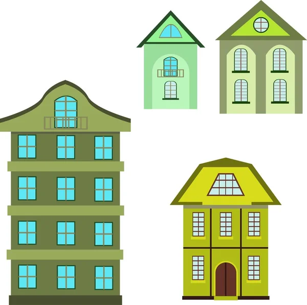 Set Color Images Houses Various Types — Stock Vector