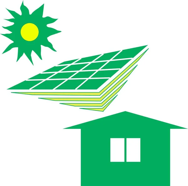 Vektorová Ilustrace Zobrazující Ekologickou Metodu Výroby Elektřiny Pomocí Solárních Panelů — Stockový vektor