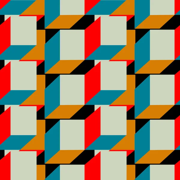 Бесшовный Цветной Узор Виде Мозаичного Орнамента Кубиков Отпечатков Тканях Упаковке — стоковый вектор