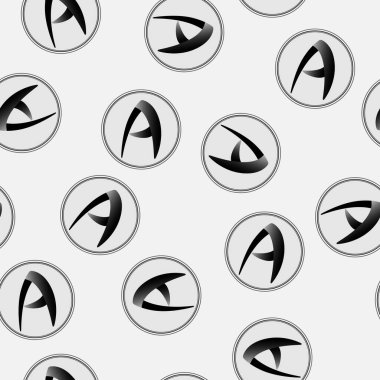 Harfin biçimlendirilmiş sembolünden kusursuz vektör deseni kumaşlar, giysiler, ambalajlar ve dekorasyon için siyah ve beyaz tonlarda A harfi.