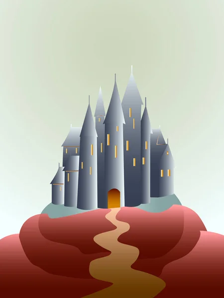 Illustration Vectorielle Représentant Ancien Château Dans Style Dessin Animé Pour — Image vectorielle