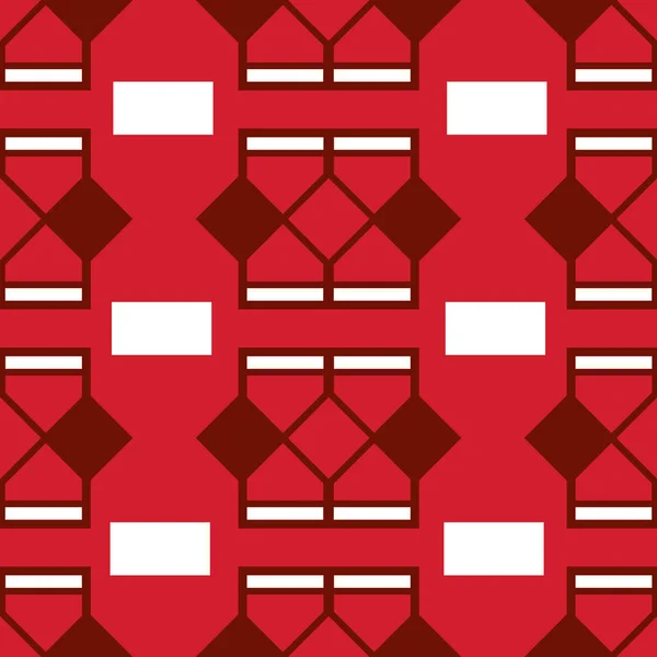 Seamless Pattern Form Geometric Ornament Red Black White Tones Prints — Vetor de Stock