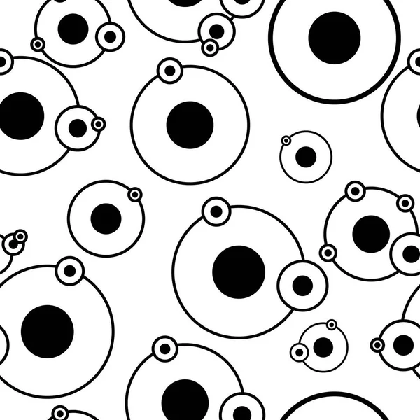 Nahtloses Schwarz Weiß Muster Konzentrischer Kreise Mit Verschiedenen Durchmessern Die — Stockvektor