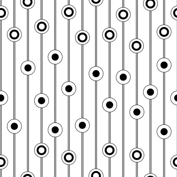 Nahtloses Schwarz Weiß Abstraktes Muster Das Vertikale Linien Mit Konzentrischen — Stockvektor