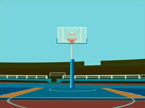 Vektorová Ilustrace Zobrazující Venkovní Basketbalové Hřiště Pro Návrh Ilustrací Pozadí — Stockový vektor