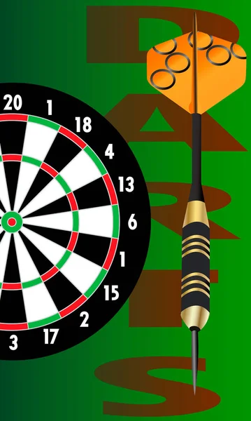 Vector Illustration Depicting Objects Playing Darts Green Background Design Game —  Vetores de Stock