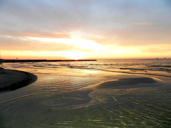 Beautiful Sunset Baltic Sea Walk Seashore Your Vacation Perfect Wallpaper — Stock Fotó