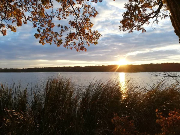 Beautiful Sunset Lake Evening Walk Lake Shore Perfect Wallpaper — Stock Fotó