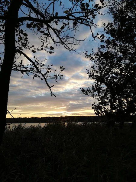 Beautiful Sunset Lake Evening Walk Lake Shore Perfect Wallpaper — Fotografia de Stock