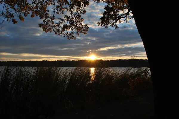 Beautiful Sunset Lake Evening Walk Lake Shore Perfect Wallpaper — Stock Photo, Image