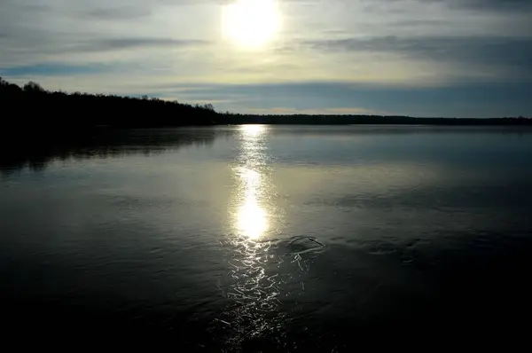 Beautiful Sunset Lake Evening Walk Lake Shore Perfect Wallpaper — Stok Foto