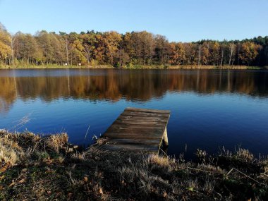 An atmospheric sunset over a beautiful lake in the park. 