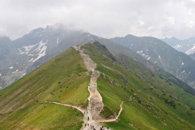 Beautiful mountain landscape. A trail leading through the Tatra National Park.