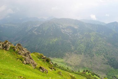 Beautiful mountain landscape. A trail leading through the Tatra National Park.