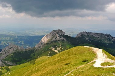 Beautiful mountain landscape. A trail leading through the Tatra National Park.