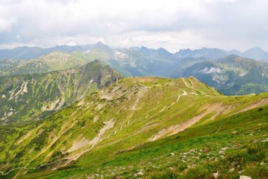Beautiful mountain landscape. A trail leading through the Tatra National Park.