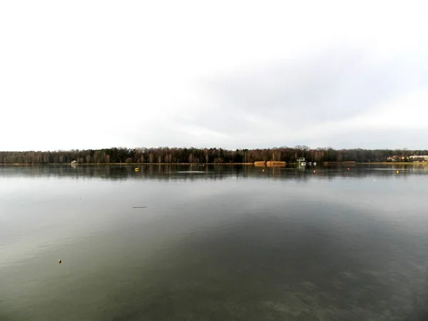 Atmospheric Sunset Beautiful Lake Park — Foto de Stock