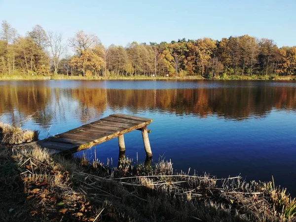 Atmospheric Sunset Beautiful Lake Park — Stok fotoğraf