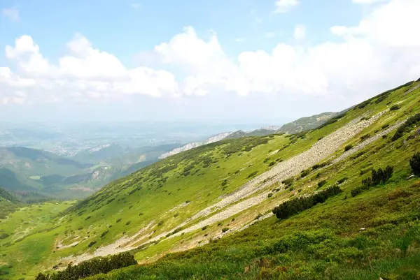 Beautiful mountain landscape. A trail leading through the Tatra National Park.