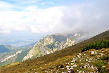 Beautiful mountain landscape. A trail leading through the Tatra National Park.