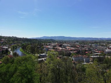 Polonya 'da bir şehir, Cieszyn. Şehir merkezi. Güzel mimari.