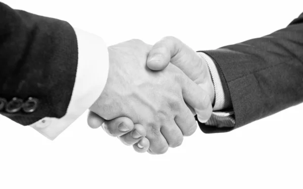 Men shaking hands after successful business deal, handshake — Stock Photo, Image