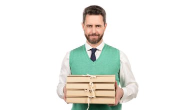 Başarılı adam projeye hazırlanıyor. Belgeleri olan bir CEO. Dosyası olan olgun patron