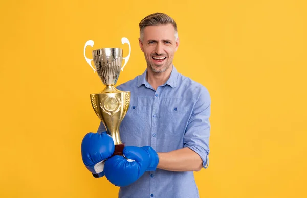 Confident man ready for battle. celebrating success. male show power and authority. — Foto de Stock