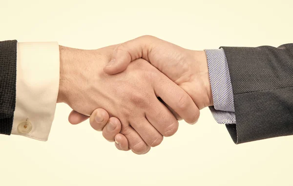 İki tokalaşma. İş anlaşması ve destek. Ortaklık ve işbirliği. Hoş geldin jest. — Stok fotoğraf