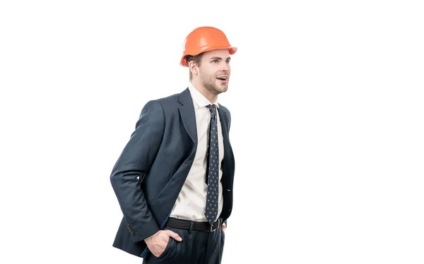 Veel beter dan alleen engineering. Verrast ingenieur. Civiele techniek. Professionele man — Stockfoto