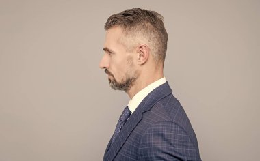 Olgun patron profili. Kendine güvenen iş adamı Formalite icabı olgun iş adamları.