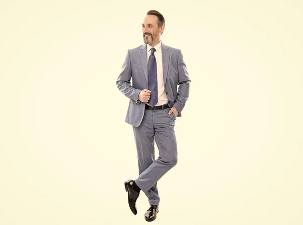 Male formal fashion. happy bearded ceo. confident boss with graying hair. grizzled businessman — Stock Photo, Image