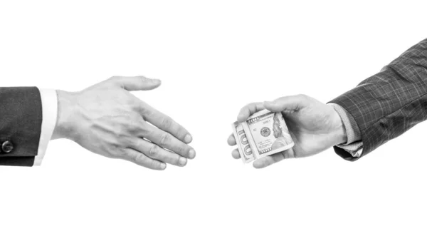 Ręce trzymające dolary. dawanie i branie pieniędzy. dzień wypłaty. przekazywanie pieniędzy z rąk do rąk — Zdjęcie stockowe