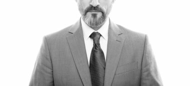 Beyaz takım elbiseli, takım elbiseli, kırlaşmış patron.