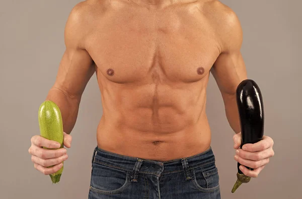 Saúde dos homens e ereção. Musculação baseada em dieta vegetariana. Dieta para barriga plana. — Fotografia de Stock