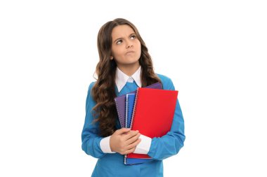 Okula dönüyorum. Çocuk çalışmaya hazır. Çocukluk gelişimi. Ödevi olan çocuk