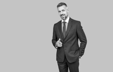 Kendine güvenen iş adamı takım elbiseli, kopyalama yeri, iş stili