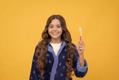 healthy smile. smiling kid do morning routine. dental care with best toothpaste.