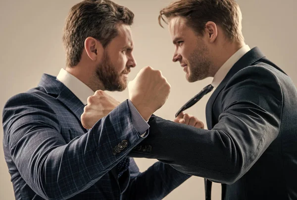 Fist punching selective focus. aggressive negotiations. businessmen having conflict. — Stock Photo, Image