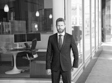 Olgun, kendine güvenen iş adamı. iş başarısı.