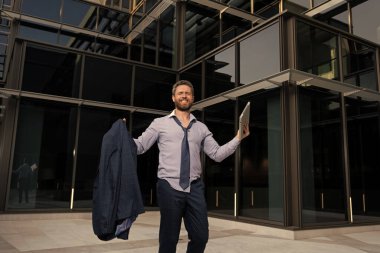 successful boss in formalwear. excited entrepreneur. business excitement. man expressing positivity. professional bearded ceo celebrating success. mature businessman feel happiness. business success.