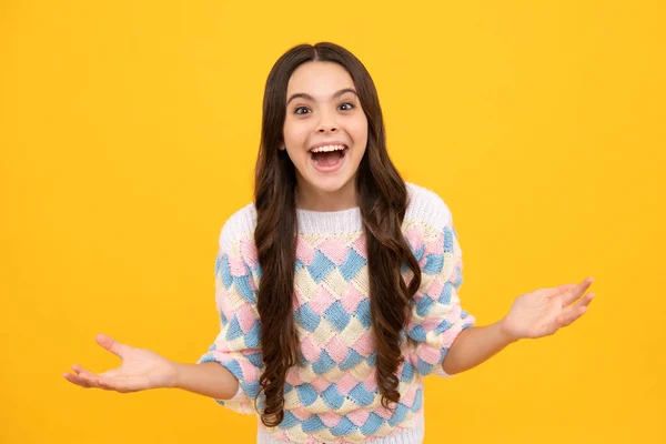 Cara Excitada Expressão Surpreendente Alegre Feliz Retrato Menina Adolescente Alegre — Fotografia de Stock