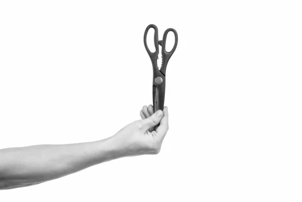 Outils Travail Papeterie Main Avec Des Ciseaux Coiffeur Isolés Sur — Photo