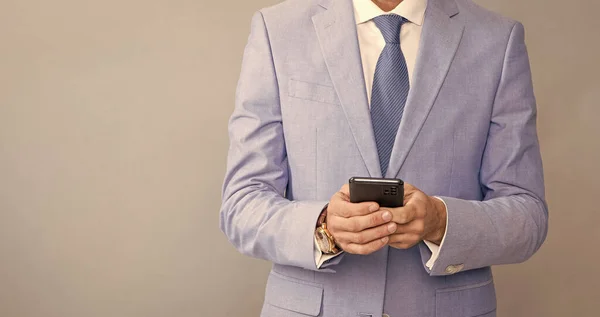 Cropped Ceo Working Online Typing Texting Sms Instant Messaging Copy — Stock Photo, Image