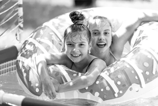 Perfect Way Stay Cool Happy Kids Swim Donut Pool Float — Stock Photo, Image