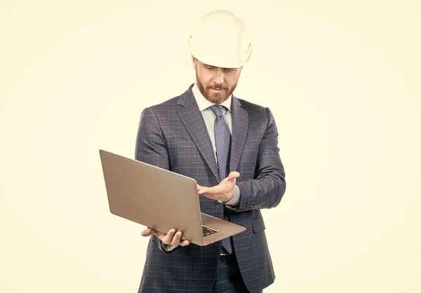 Laptop Being Durable Flexible Enough Construction Manager Use Laptop Civil — Stock Photo, Image